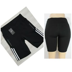 NEW High Waist Black Workout Yoga Bike Shorts Wide Waistband